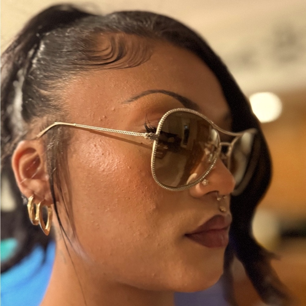 🔥🔥 RARE CHANEL VNTG CHAMPAGNE GOLD  METAL ROPE AVIATOR STYLE SUNGLASSES - Picture 5 of 16